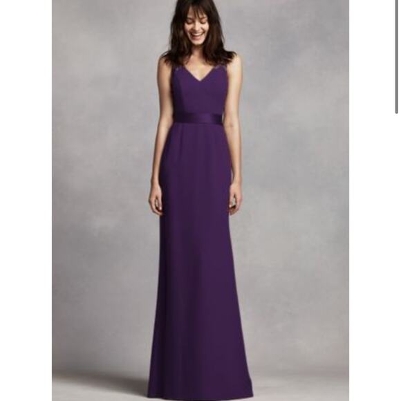 White by Vera Wang Bridesmaid or Formal Dress in Purple Plum Crepe - Picture 1 of 13